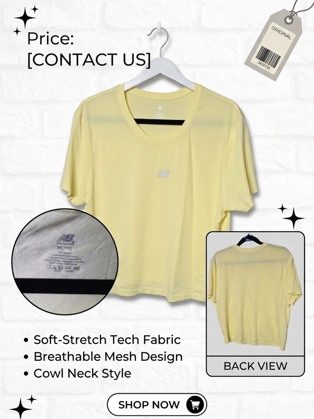 New Balance Women’s Short-Sleeve Crew Neck Top - Pale Yellow